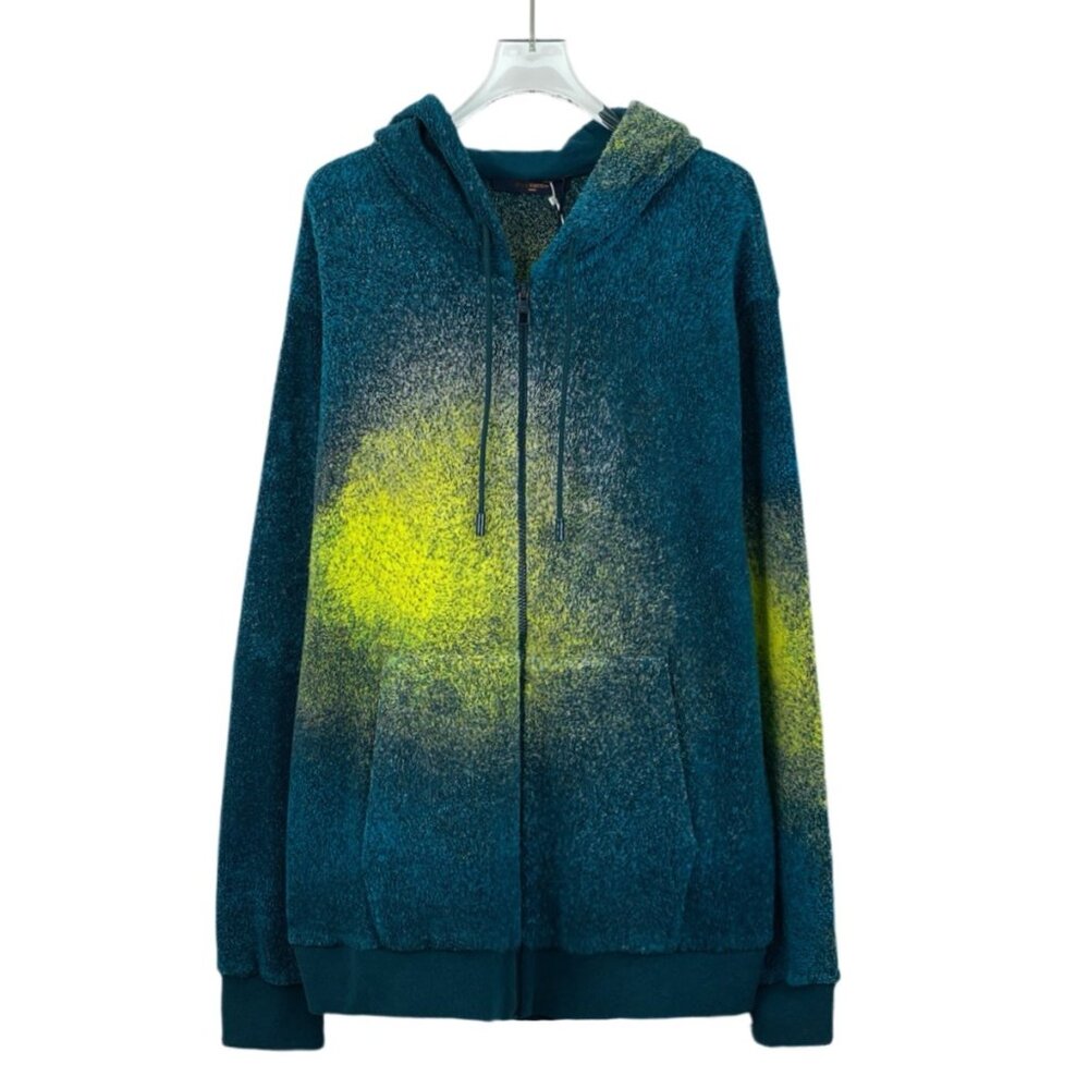 Louis Vuitton 2022 Blue Ombre Zip-Up Hoodie with Drawstring Long Sleeve Sweatshi